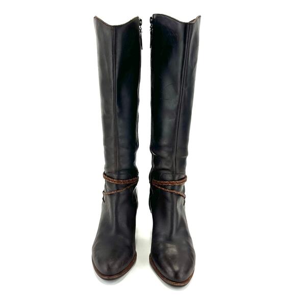 Ugg Brown Tall/Knee High Boot Size 10 Leather Block High Heel Almond Toe Bootie - Picture 11 of 14